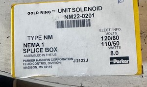 Parker NM22-0201 Solenoid Valve Coil Gold Ring NEMA 1 Splice Box 120/60V 8W
