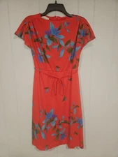D Lang Fashions Women's Sz 8 Red Floral Hawaiian Maxi Fit & Flare Tropical Dress