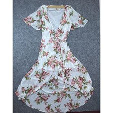 Show Me Your Mumu Dress Large Floral Maxi Boho Cottage Sheer Peasant Hi Low