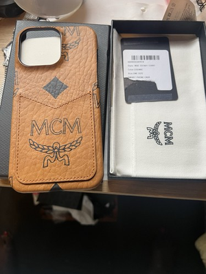 #ad NWT MCM iPhone Pro Max 15 Case Cover Brown Cognac Retail $195 $85.00