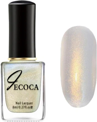 HERBINSOLS Aurora Pearl Nail Polish - 8ml Golden Glitter Nail Varnish - Chrome Shimmer Mer