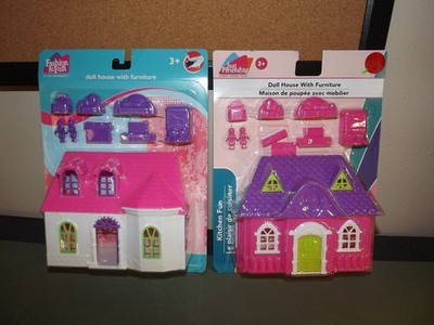 Greenbriar International - 2 Small Doll Houses w/Furniture/Dolls - NIPs