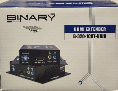 Binary HDMI Extender B-320-1CAT-HDIR Transmitter and Receiver Brand New Open Box