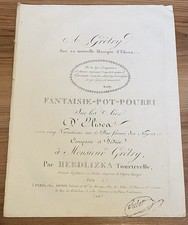 HERDLIZKA Tourterelle, Fantaisie pot-pourri Piano Partition Sieber Gretry Elisca