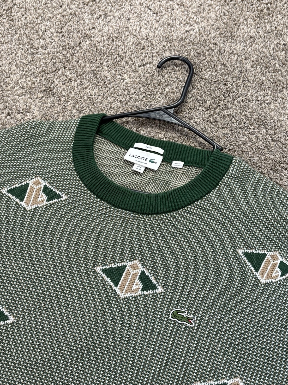 Lacoste Classic Monogram Pattern Cotton-Blend Gre… - image 3