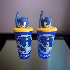 Set of 2: Sonic Creeper Topper Cup  Lid and Straw New