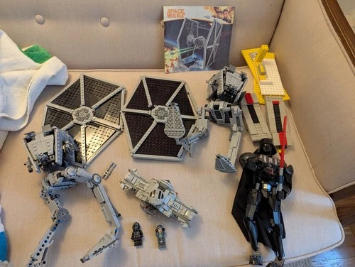 Star Wars Bricks Huge Lot At-ST Tie Fighter Darth Vader Minifigures Building
