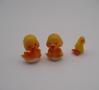 2 vtg Baby Chick & Duckling Figurines