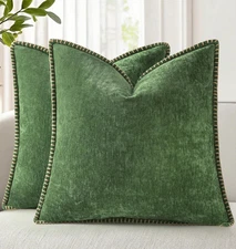 Christmas Chenille Soft Throw Pillow Covers 18x18 Set of 2, Farmhouse Velvet