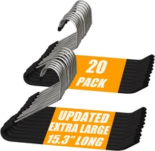 Heavy Duty Open Ended Easy Slide Chrome Trouser Hangers Organizers (20 Open Ende