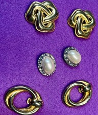 Vintage Shoe Clips Lot of 3 Bluette Marked Made in France Gold Tone