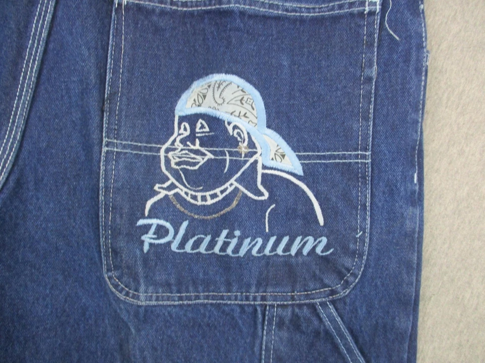 Platinum Jeans Mens 38 Blue Denim Fat Albert Carpenter Baggy Pants Hip Hop Urban - Imagem 2 de 4