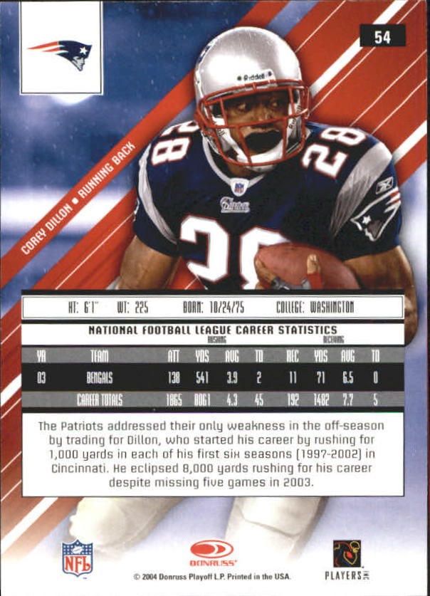 2004 Leaf Rookies and Stars Longevity Ruby #54 Corey Dillon /250 | eBay