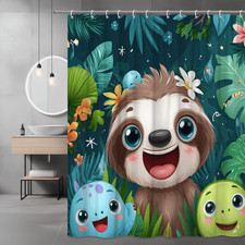 Sloth and Cute Jungle Characters Shower Curtain