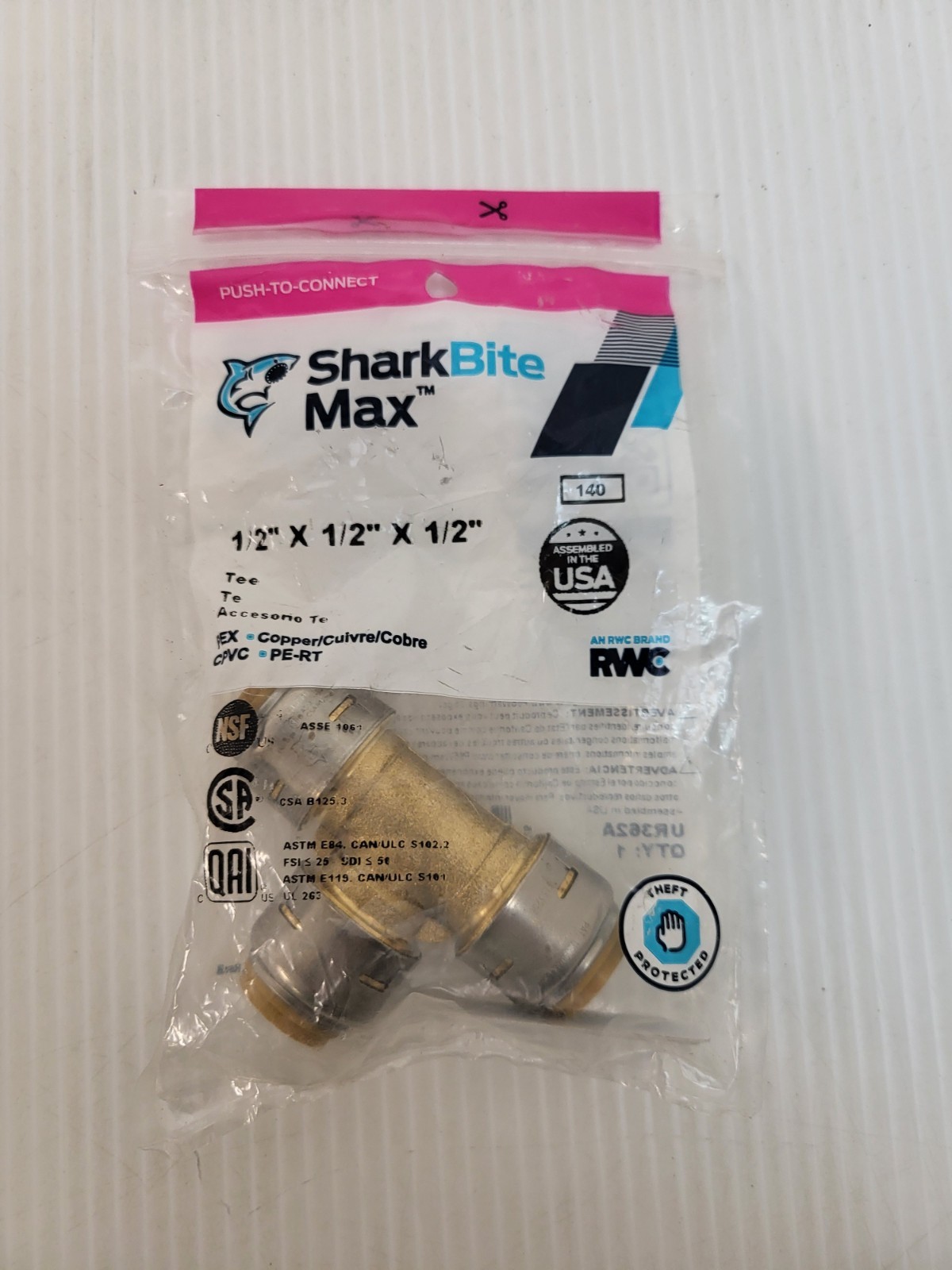 Max 1/2 Inch Tee - Push to Connect Brass Plumbing 1/2" SharkBite Max
