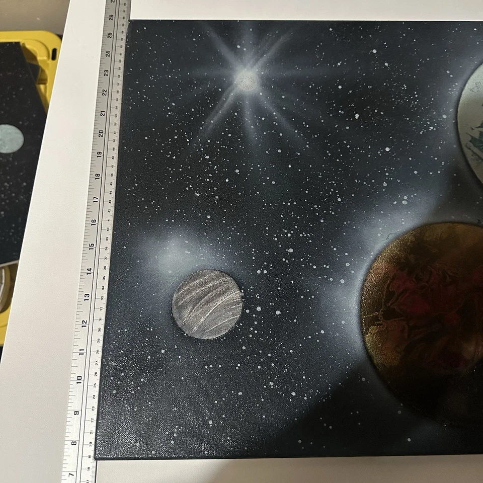 Краска-спрей для воспитания детей искусство планеты, реалистичная космическая картина 19x24 1 из 1 подписанная - Изображение 4 из 4