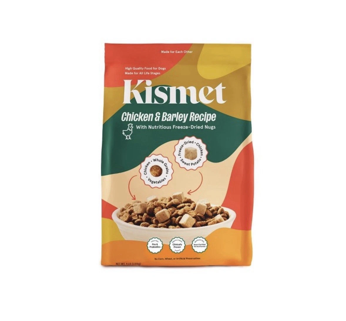 Kismet Chicken & Barley Recipe Dog Food w/Nutritious Freeze-Dried Nugs - 4lbs