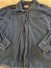 Wrangler Mens Denim Shirt XL Blue Long Sleeve
