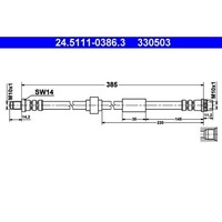 ATE 24.5111-0386.3 Bremsschlauch Hinterachse Mitte Vorderachse FüR Nissan Opel