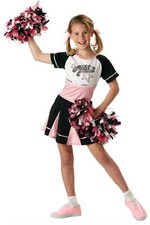 All Girls Star Cheerleader Costume Top Skirt Pom Poms Halloween 00270