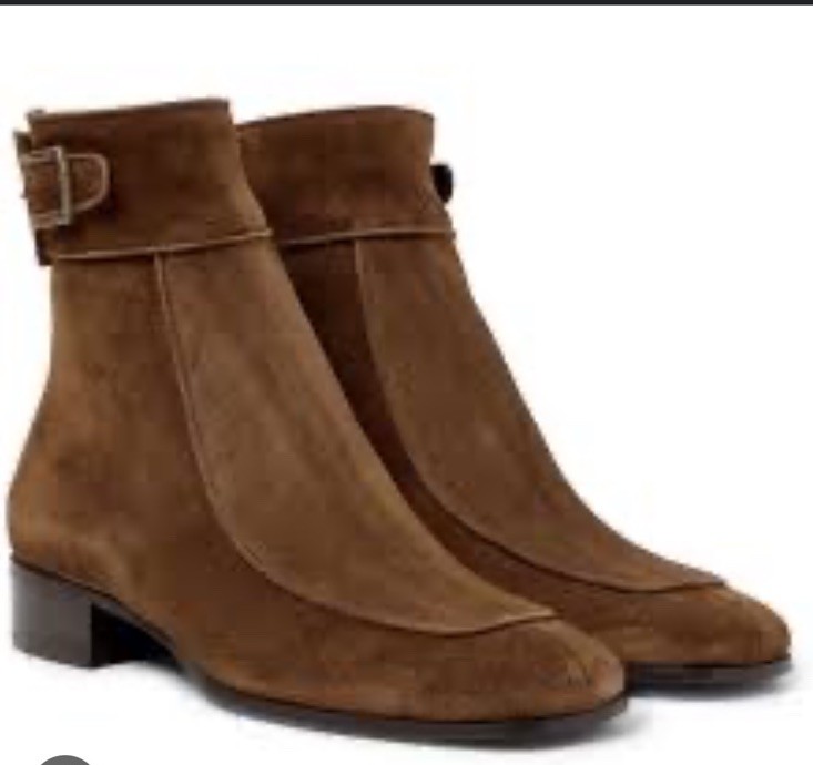 Stivaletto donna Saint Laurent in camoscio con fibbia a miglia alla caviglia $1.200 taglia 6