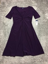 Chaps Dress Womens Size XL Purple Stretch Short Sleeve A-Line
