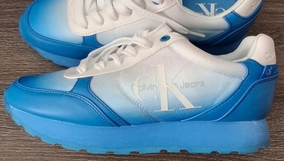 CALVIN KLEIN Blue White 5.5 Women's Cayle Platform Retro Ombre CK Sneakers