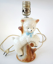 Vintage Cute 1950's Baby Lamb Nursery Ceramic Table Lamp 10" Tall MCM