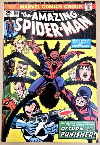 AMAZING SPIDERMAN #135 (8/74) 2nd Punisher appearance Marvel comic w/stamp vg+ A