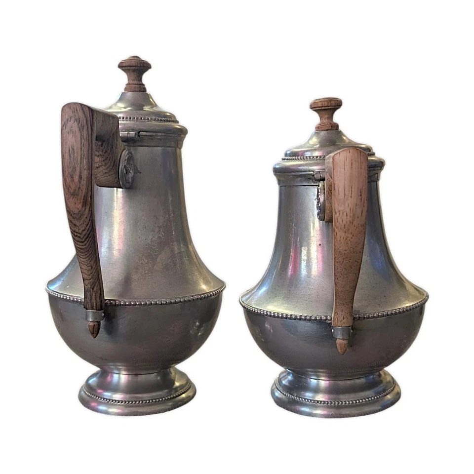 Antiguo juego de cafetera y tetera Malta de peltre "Les étains l’île de France" Foto 4 de 4