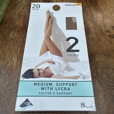 VINTAGE BHS 2 PAIRS NYLON TIGHTS BOXED MEDIUM SUPPORT 20 DENIER