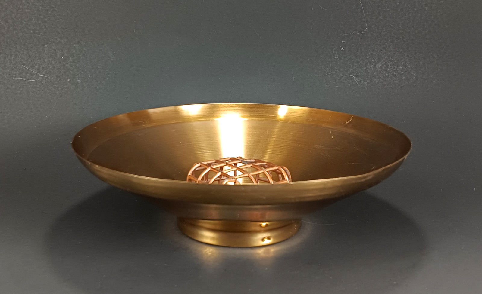 VTG Flower Frog Dish Bowl-O-Beauty Floral Arrangement Planter Bronze MCM Vogue