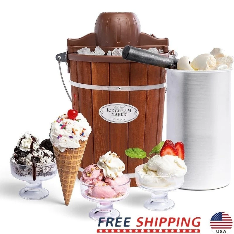 Homemade Ice Cream Machine Quick Frozen Yogurt Gelato Maker Easy W/ Handle 6 Qt