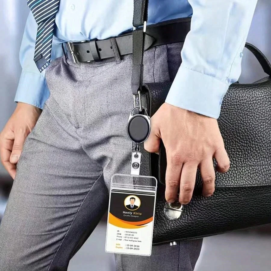 10pc ID Card Badge Holder Vertical Clear Reusable Soft Waterproof Office ID Case - Image 2 of 4