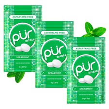 PUR Mints | Aspartame Free Breath | 65 Count (Pack of 3), Spearmint