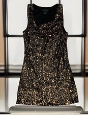 Karen Kane Size Small Sheath Mini Dress. Hand Sewn Gold Sequins On Black Stretch