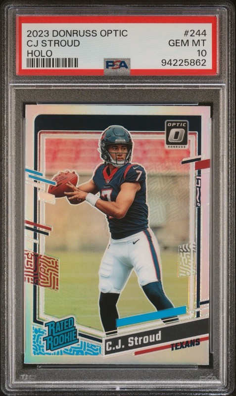 🔥💎 2023 PANINI DONRUSS OPTIC HOLO #244 CJ STROUD RC PSA 10 💎🔥