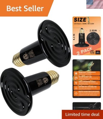 Reptile Heat Lamp with Ceramic Heat Emitter - 100W Heat Bulb for Bearded Drag...