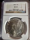 1886 Morgan Dollar S$1 NGC MS65 light toning on fase reverse clear and bright