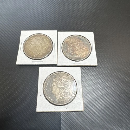 Morgan Silver Dollar $1 1882 1889 1890 Lot of 3 Circulated 90% Silver Coin toner