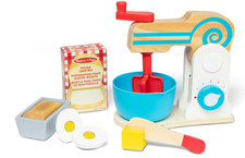 Melissa and Doug Wooden Pretend Play Mixer Set with Cake and Accessories