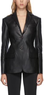 Leather Blazer Jacket Size Women Women's Coat Soft Lambskin New Button Black 38