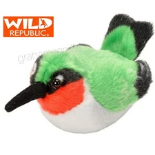 WILD REPUBLIC RUBY THROATED HUMMINGBIRD Audubon BIRD CALL PLUSH STUFFED ANIMAL