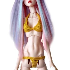 Swimsuit for Popovy sisters 1:4 scale BJD doll. Crochet yellow separates panties