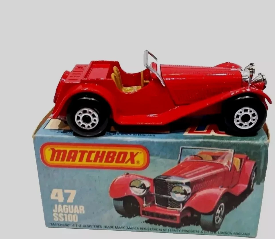 Caja de cerillas Lesney No. De colección 47 Jaguar SS100 - Casi como nuevo con caja original años 60 Eng Foto 2 de 4
