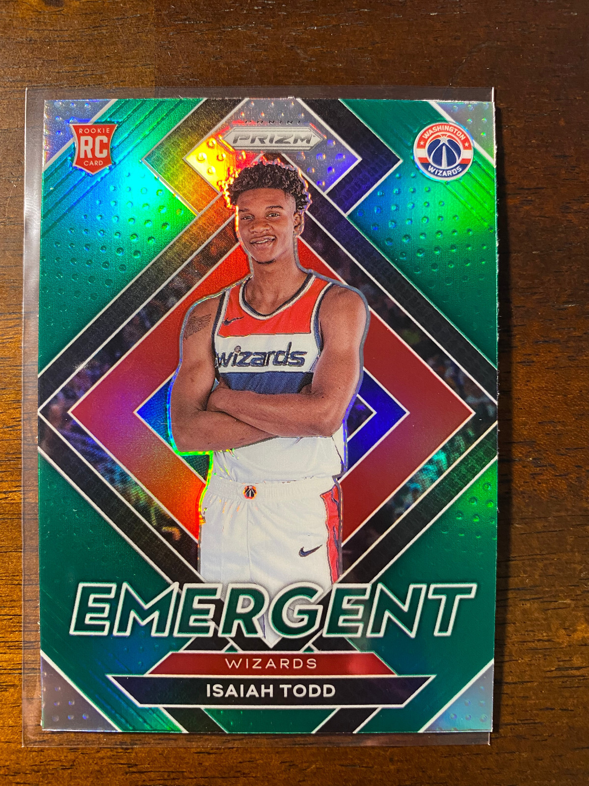 2021-22 Panini Prizm Isaiah Todd #30 RC Rookie Emergent Green Prizm Wizards