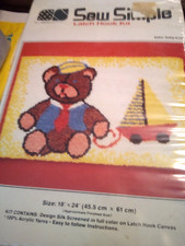  NEW Vtg SEW SIMPLE Latch Hook Kit SAILOR TEDDY E720 18 X 24" FAST Free Ship
