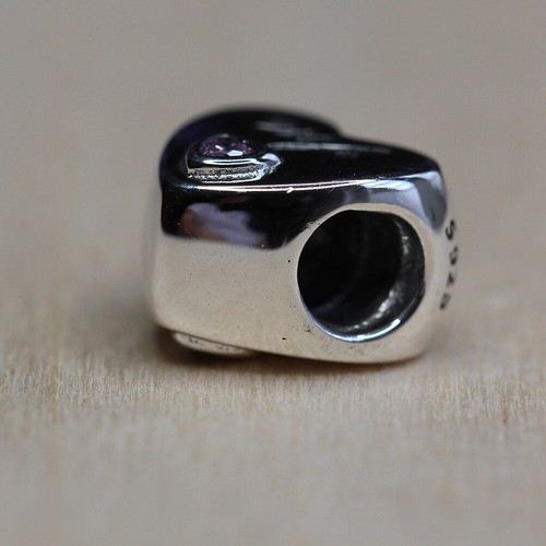 New Authentic Pandora Charm Wife Love Heart Pink Bead 798249PCZ W Suede Pouch - Picture 3 of 5