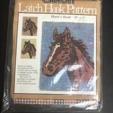 Caron Latch Hook Pattern Horse  s Head Pony NOS Printed Canvas Pattern 20  x 27  