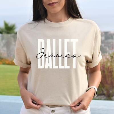Personalized Ballet Unisex T-shirt Custom name Ballerina Sand Blue Pink